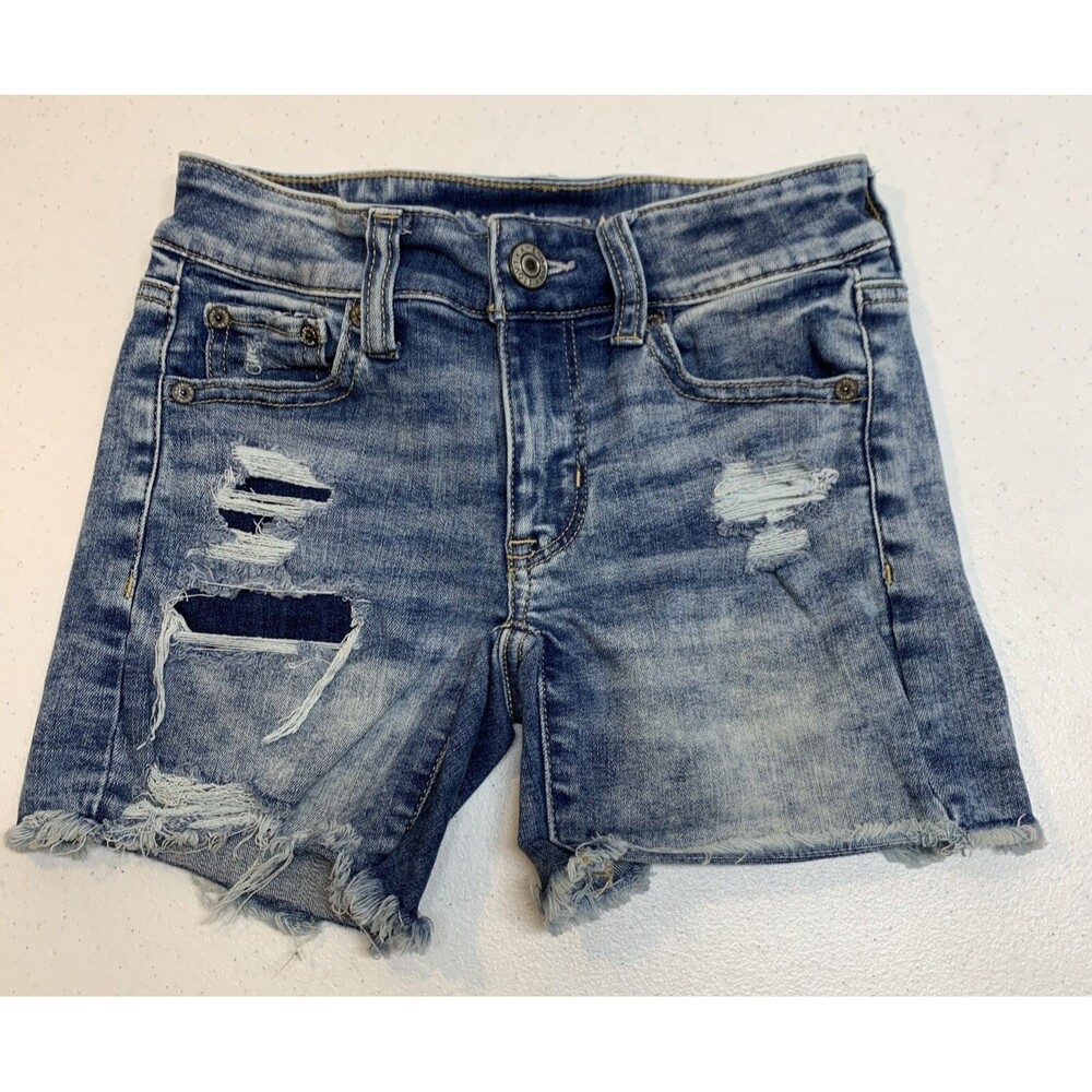 American Eagle Midi Denim Shorts Women’s 00 Next Level Stretch Cut Off Festival